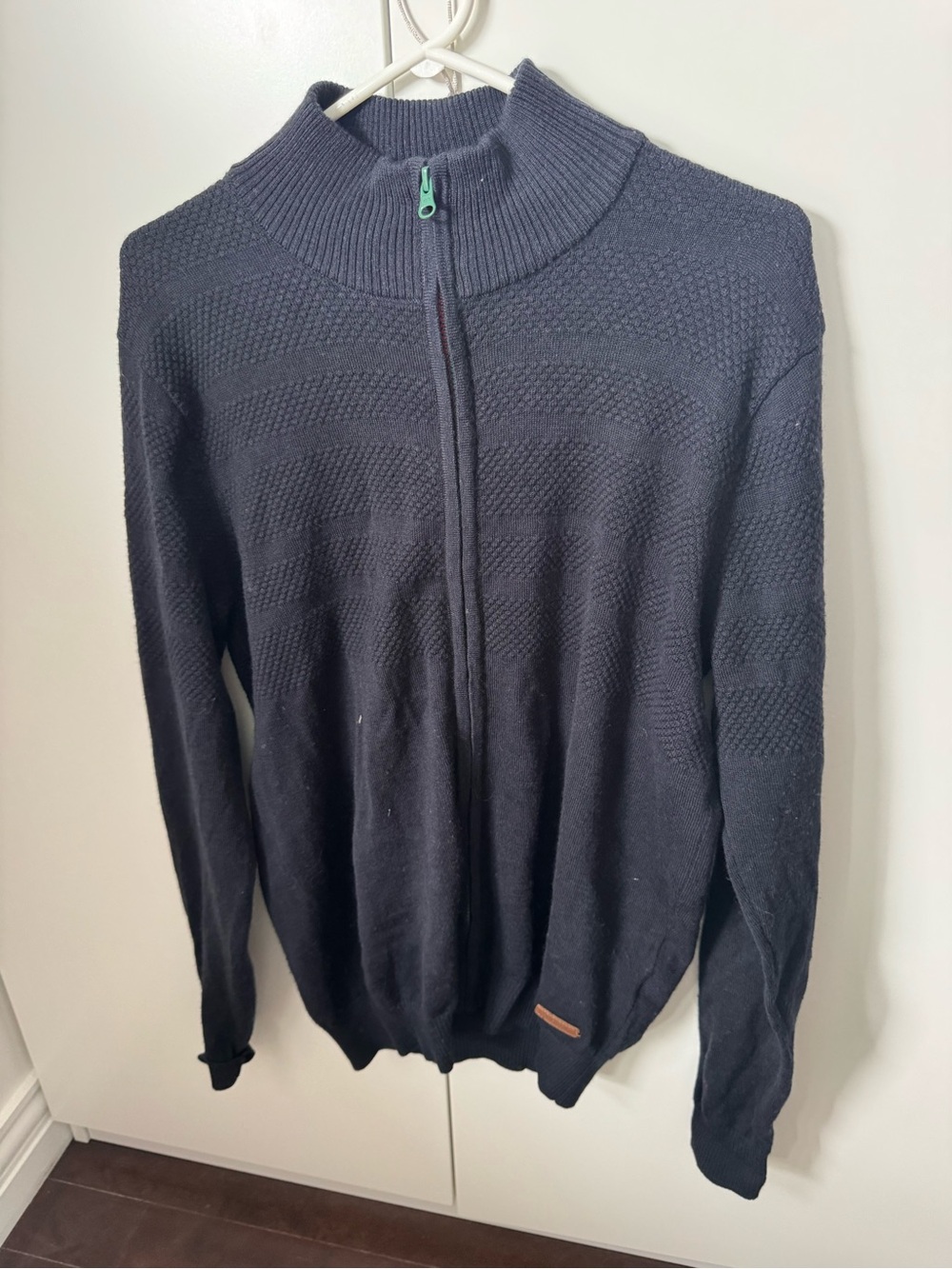Redgreen merino wool Men's Zip-Front Knit Sweater Jacket - Black